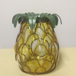 Tabletop Pineapple Candle Holder Glass And Matal